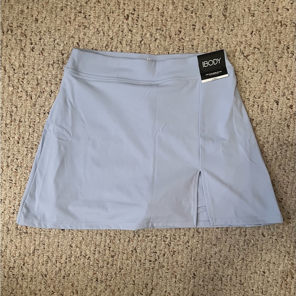 Light Blue/Periwinkle Athletic Skirt w/ Slit and Built-in Shorts